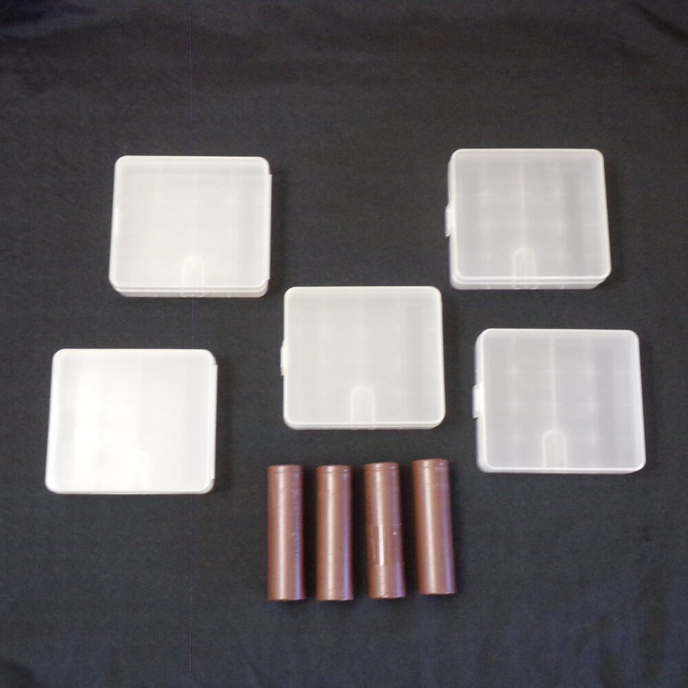 5 - 18650 Battery Storage Case W/Clip for 4x Rechargeable Batteries Waterproof